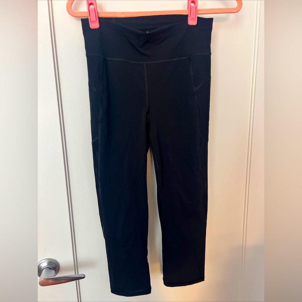 SWEATY BETTY Black Power Mesh Side Panel 7/8 Leggings Crop Cropped S